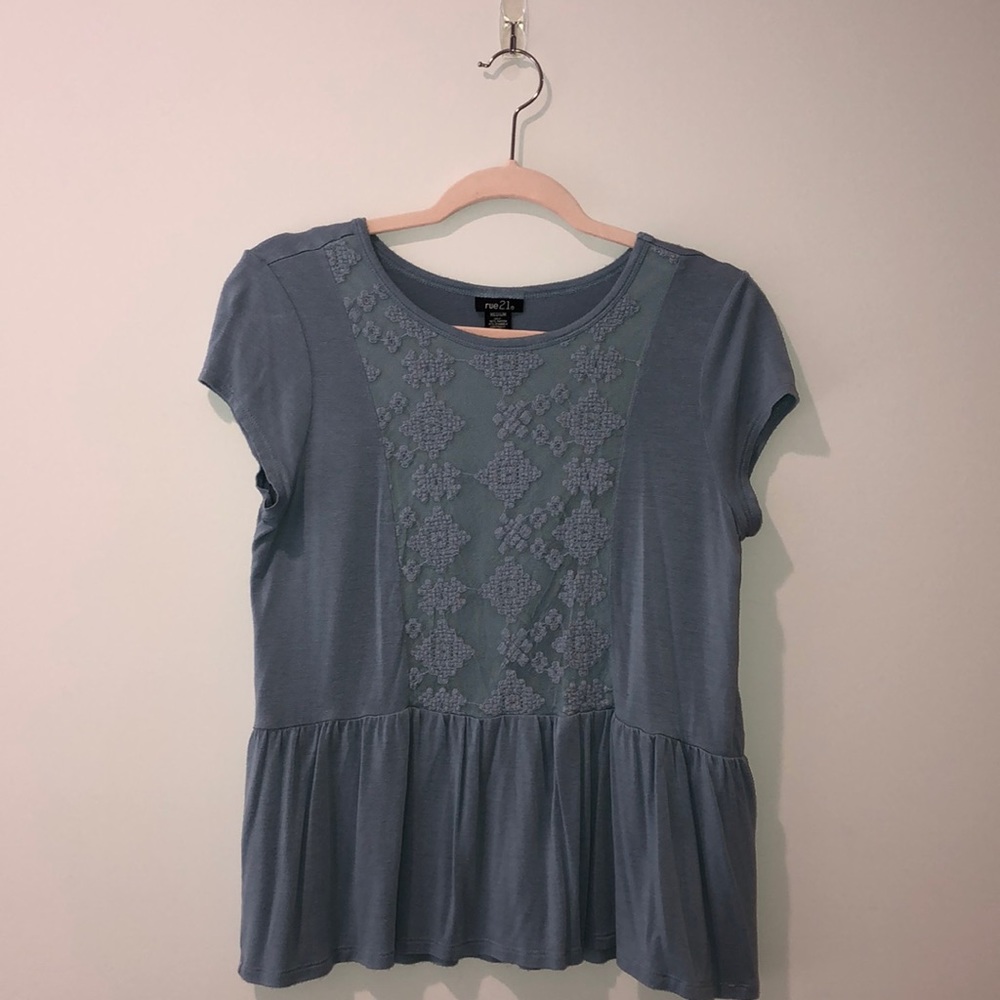 Blue flowy blouse